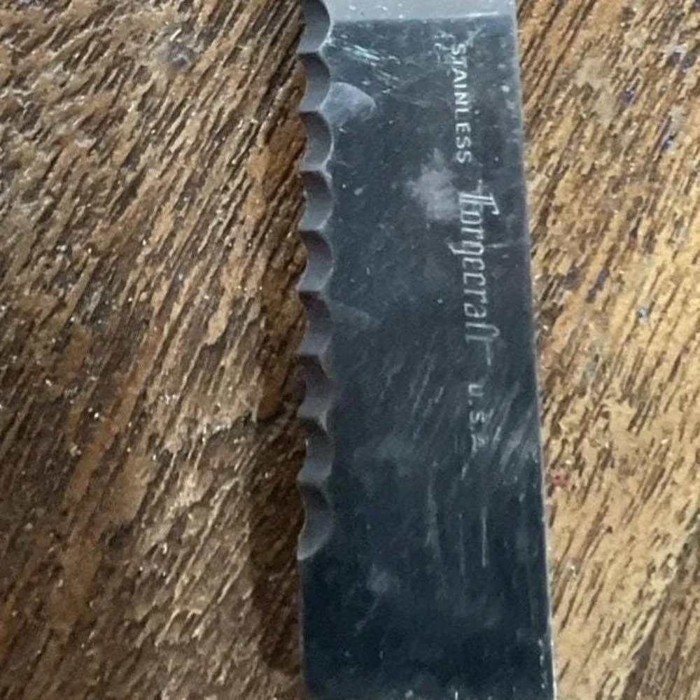Forgecraft USA Stainless Serrated‎ Knife Faux Stag Antler Handle MCM Farmhouse